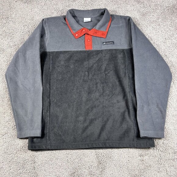 Columbia Quarter Button Fleece Pullover Gray Men’s Size Large - Picture 1 of 7